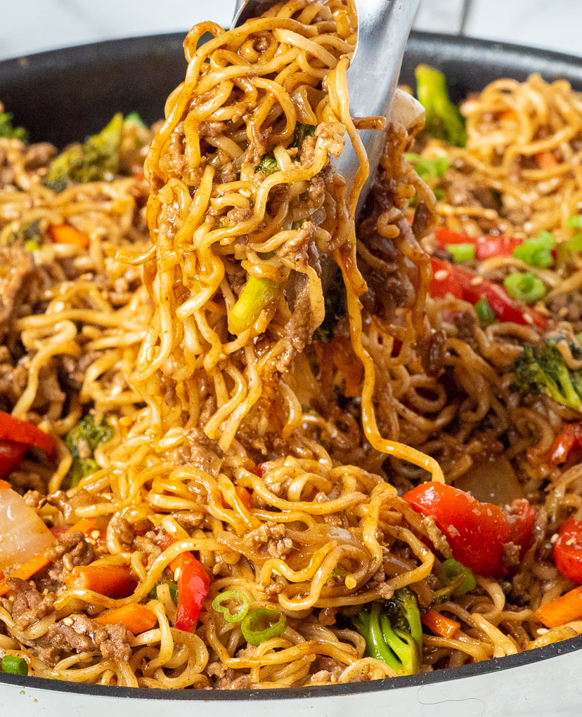 Ground Beef Ramen Skillet