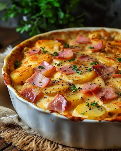 DELICIOUS HAM AND POTATO AU GRATIN RECIPE