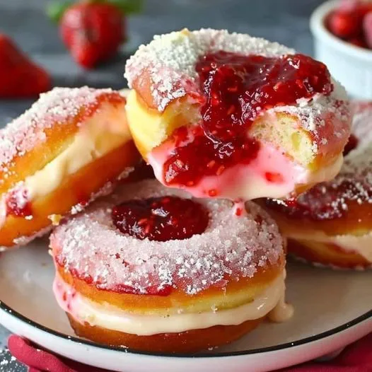 Strawberry Cheesecake Stuffed Donuts Recipe