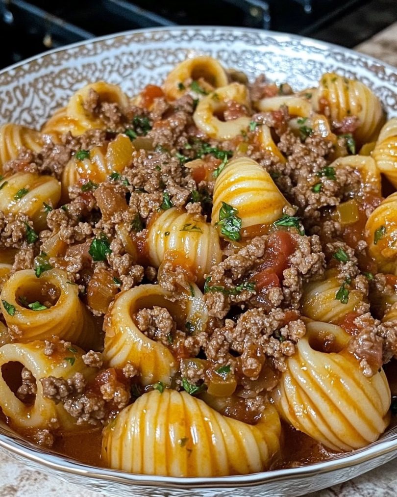 This 30-minute creamy beef and shells recipe is simple to make. It’s a budget-friendly and comforting meal that has pasta in a tasty meat sauce with a hint of cream!