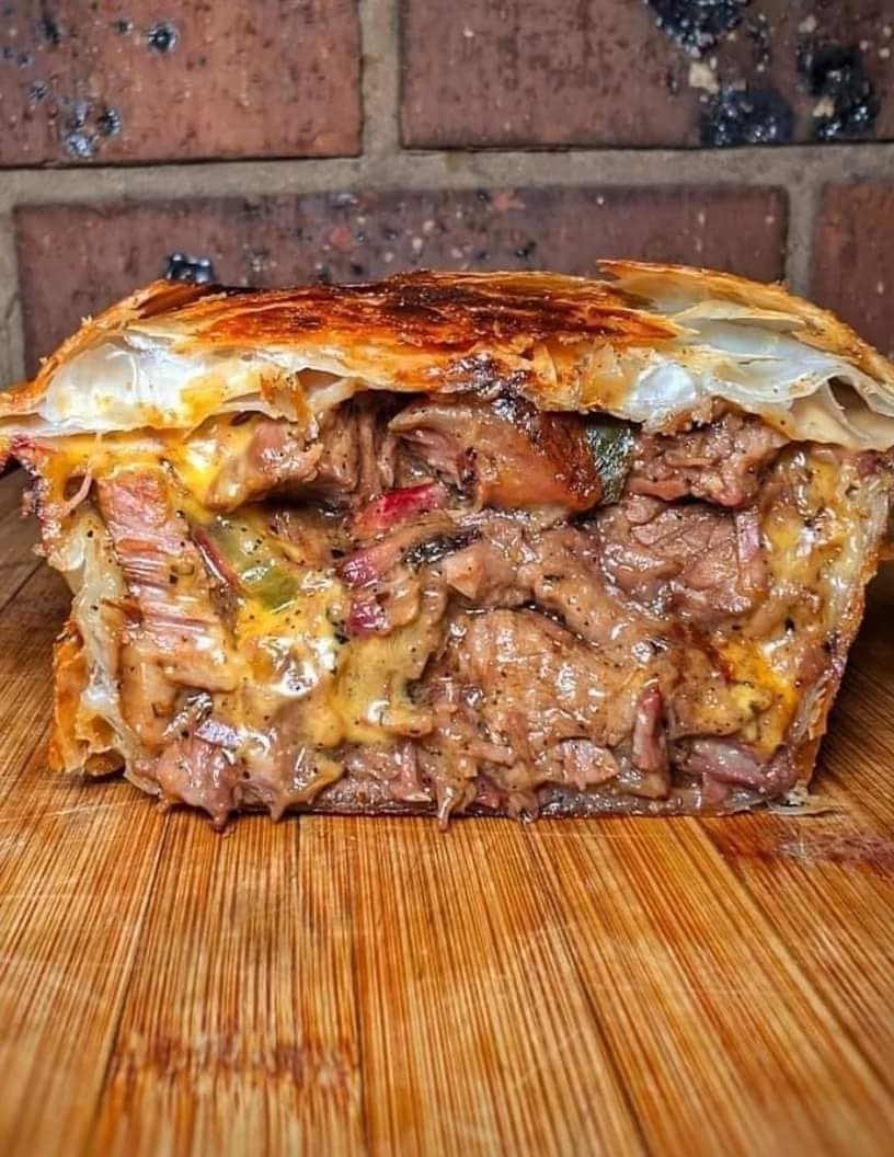 Hearty Beef Brisket Pie with Cheesy Vegetable Filling !!