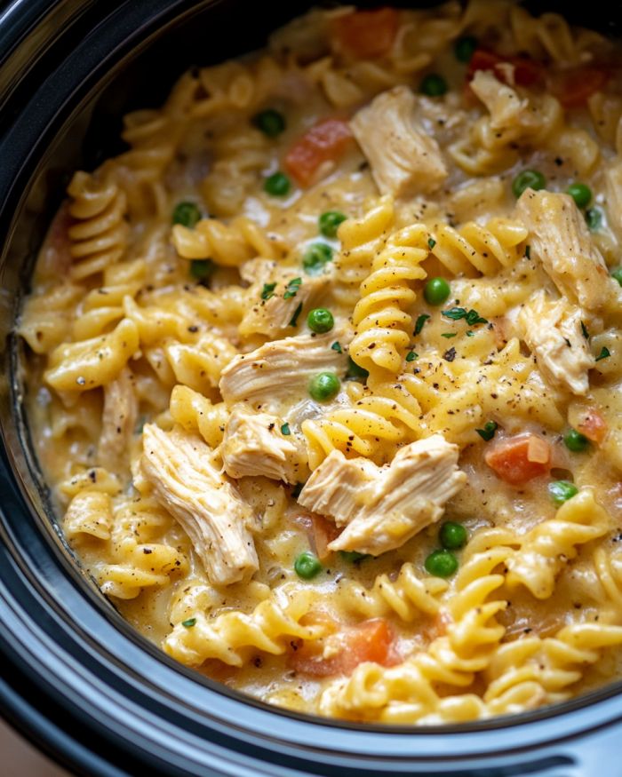 Slow Cooker Chicken Pot Pie Pasta