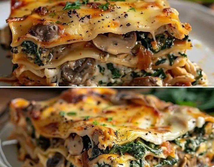 Chicken Mushroom and Spinach Lasagna